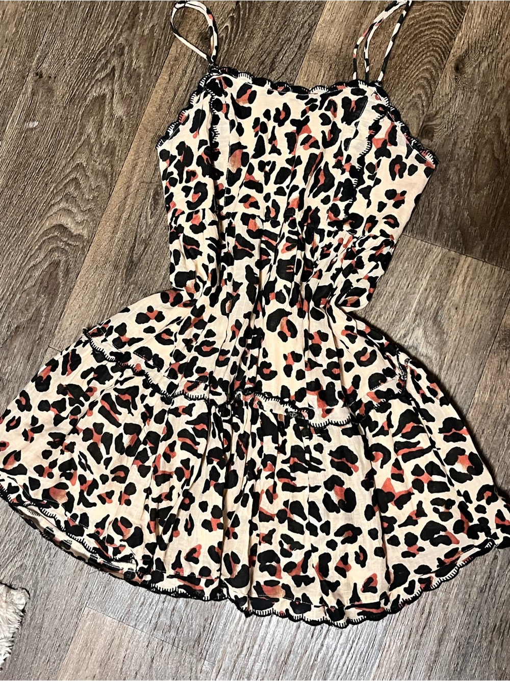 Urban Outfitters Leopard Print Spaghetti-Strap Dress - Beige/Black/Pink-Size XS